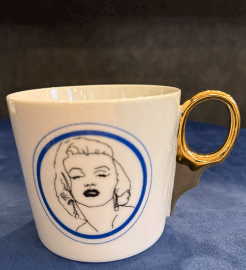 クーン・ケラミック　medium coffee cup ゴールドハンドル　Marilyn Monroe(マリリン・モンロー）H9xD10xW13.5cm